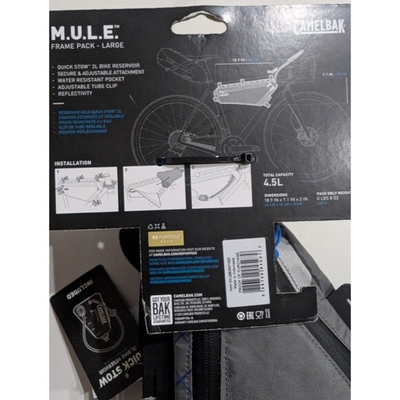 CAMELBAK M.U.L.E. Frame Pack Large Quick Stow 2L Bicycle Bike Reservoir Grey - Picture 7 of 11